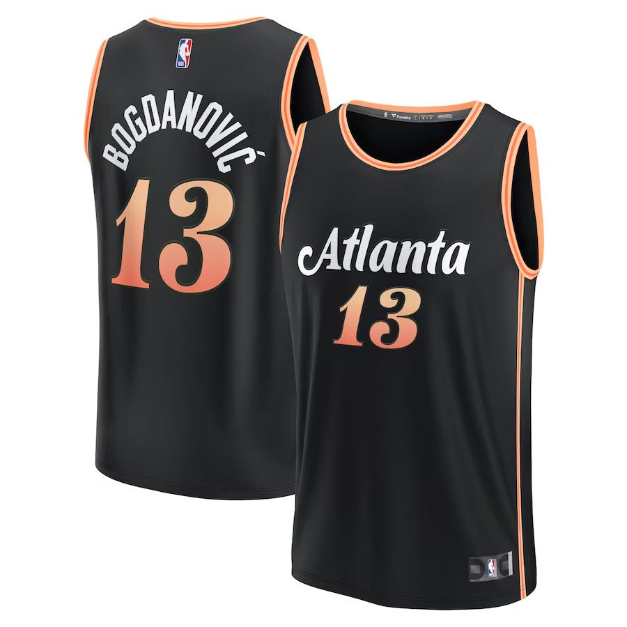 Men Atlanta Hawks 13 Bogdan Bogdanovic Fanatics Branded Black 2022-23 Fastbreak NBA Jersey